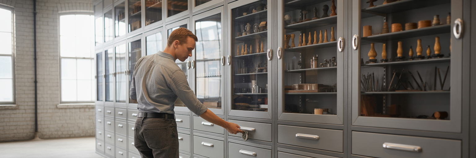 Secure tool cabinets in modern Melbourne workshop.