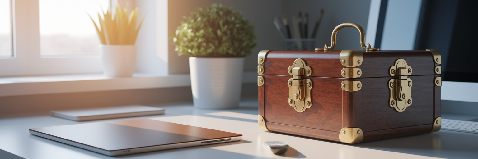 Secure wooden box symbolizing data privacy.