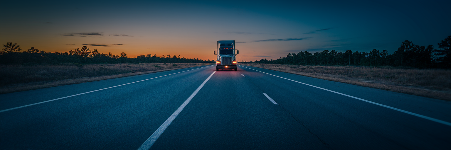 Seeking Justice After A Fatigued Trucker Accident On I 26 1 Semi-truck driving on highway at dusk.