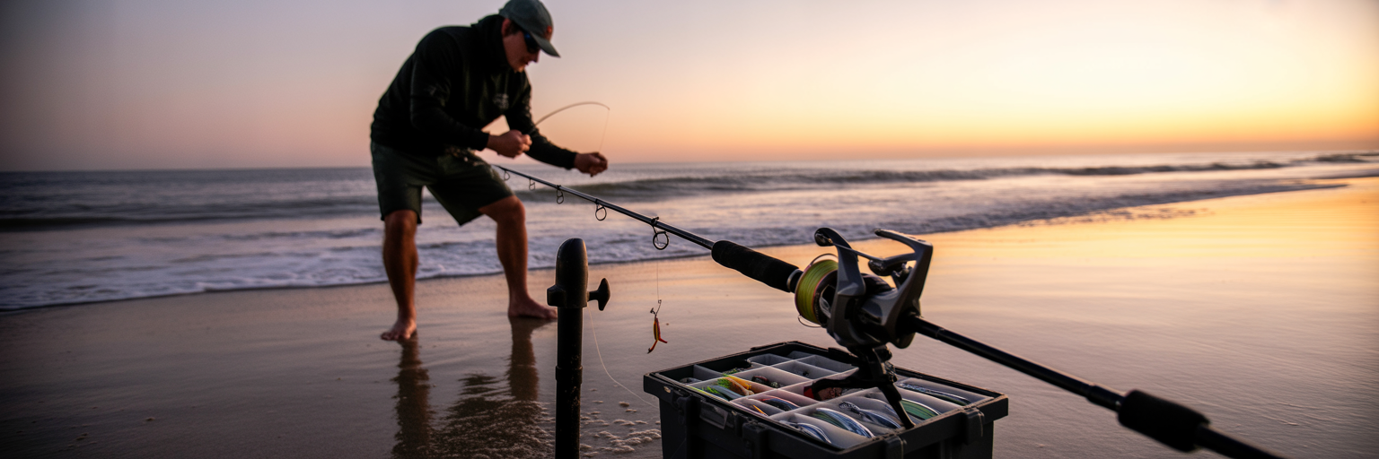 Shore-based shark fishing setup Florida