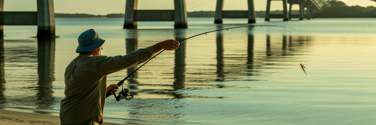 Shore fishing in Choctawhatchee Bay.