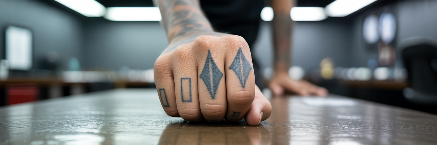 Simple bold geometric finger tattoo
