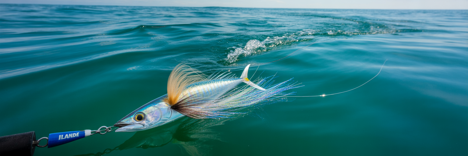 Skirted ballyhoo trolling for mahi