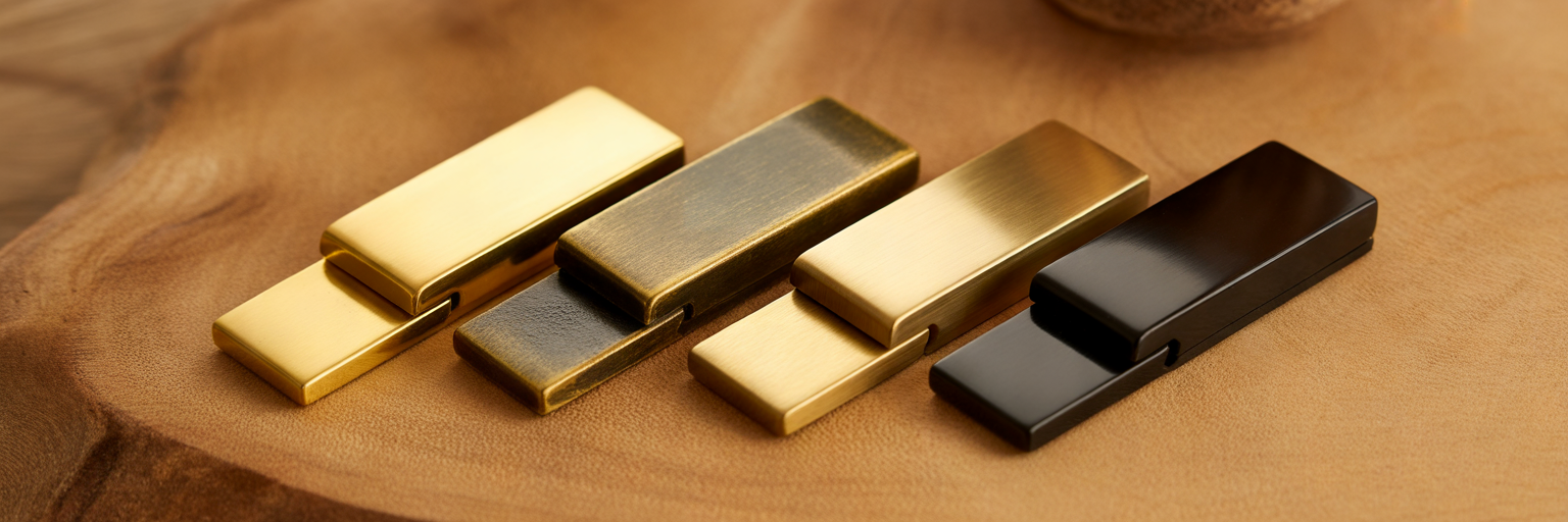 Small box hinges in different metal finishes