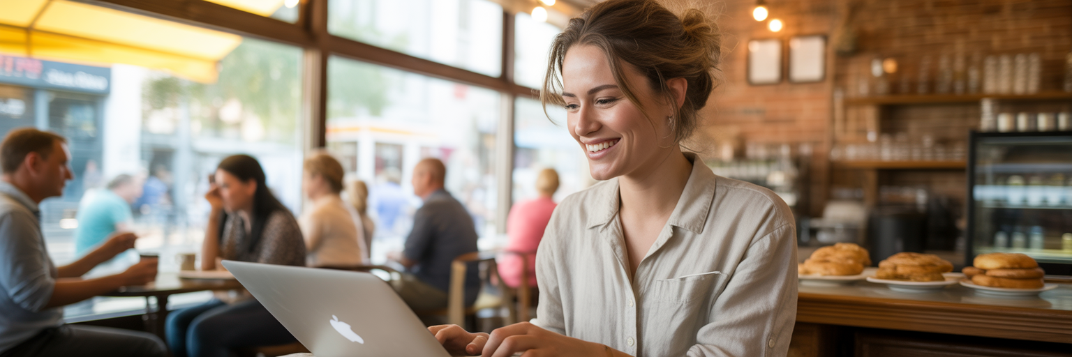 Small business owner engaging with community online