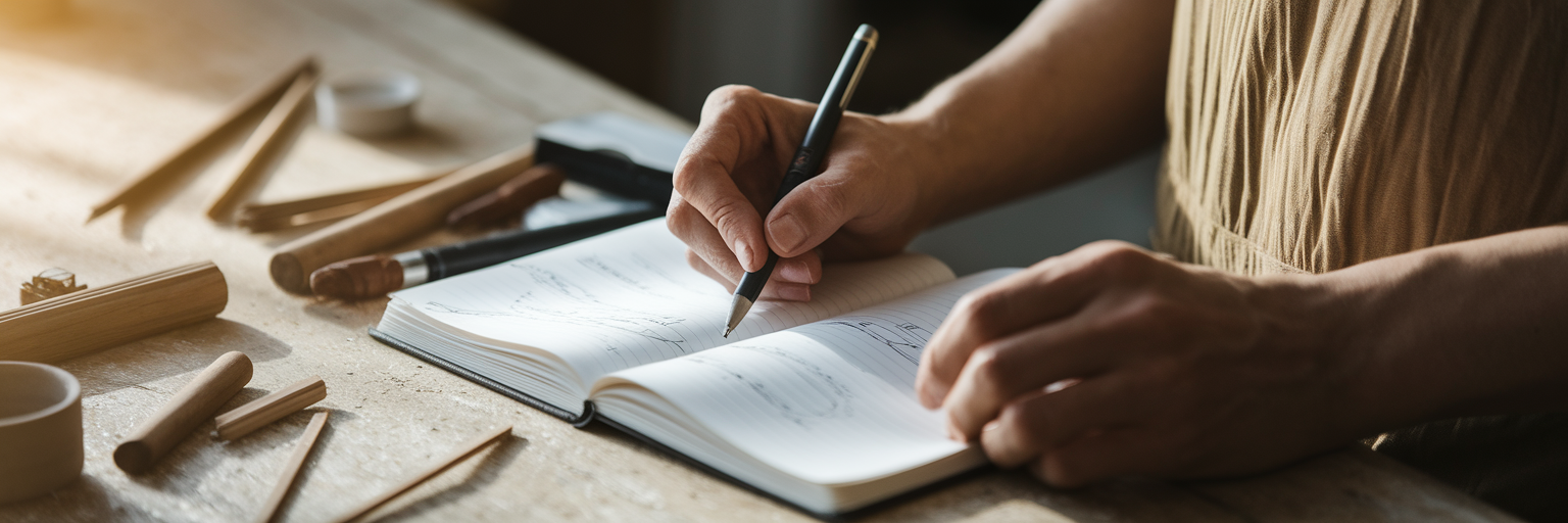 Small business owner planning authentic messaging.