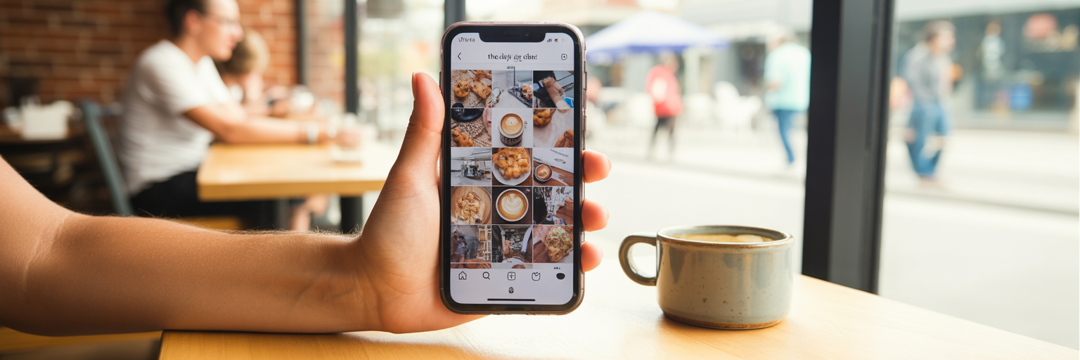Smartphone showing cohesive brand Instagram grid.