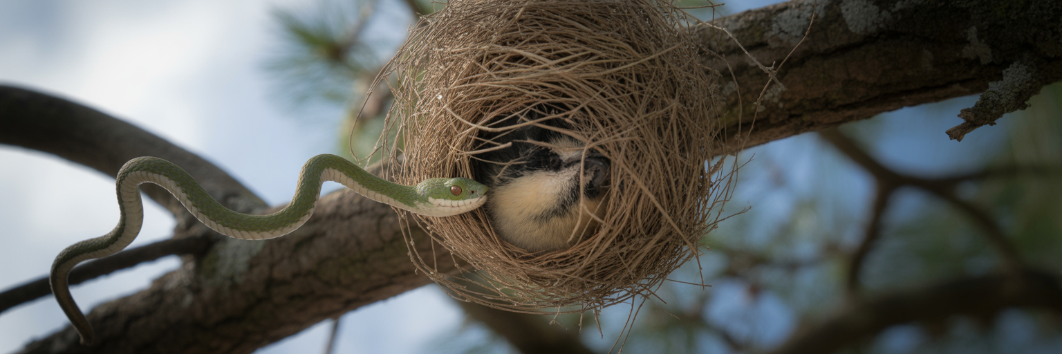 Snake confused by fake nest entrance