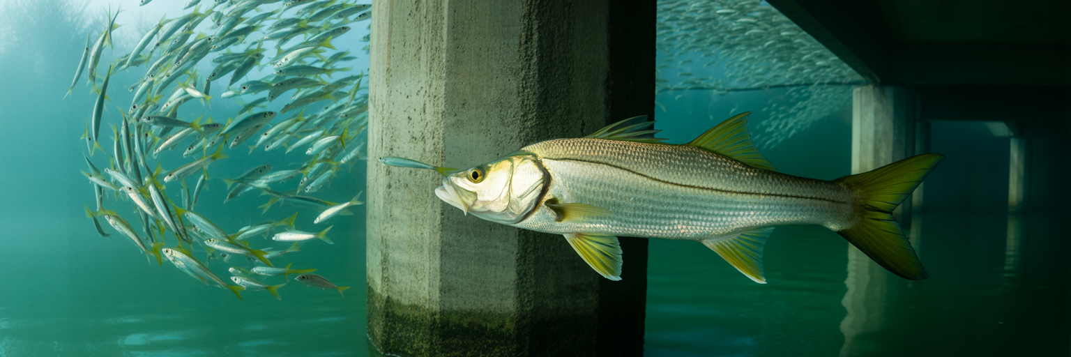 Snook ambushing bait in a tidal current