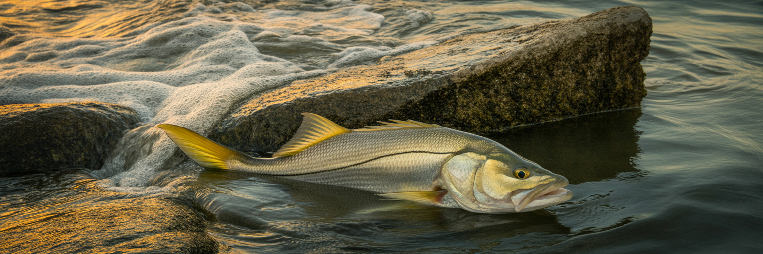 Snook ambushing bait on outgoing tide.
