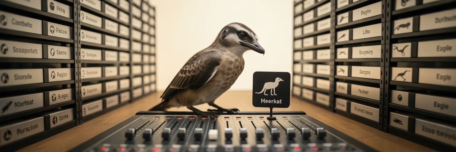 Sound mixing board representing animal mimicry