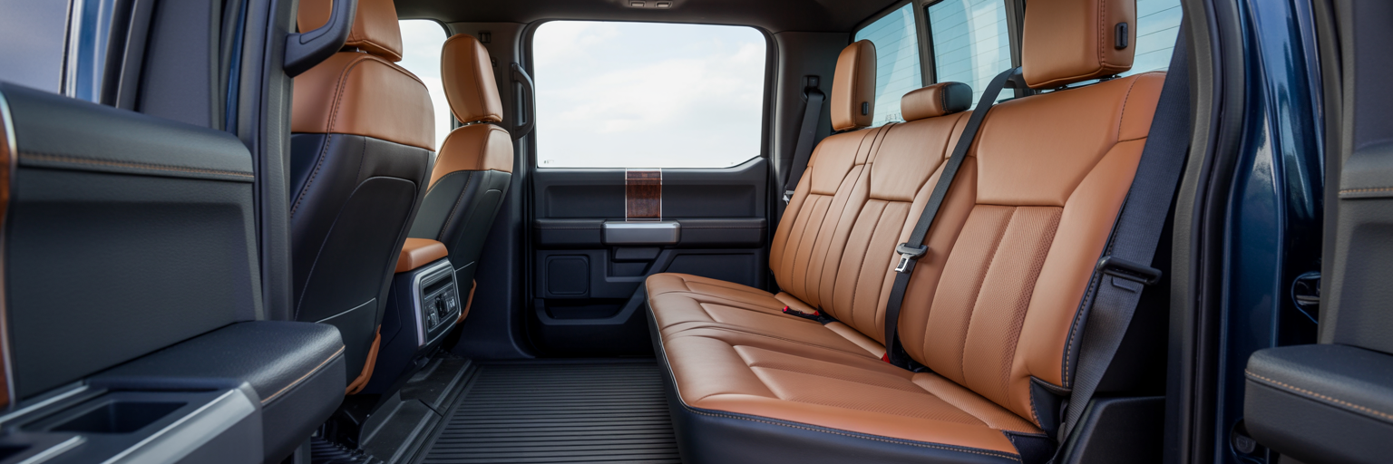 Spacious rear bench seat of 2026 Ford F-150 SuperCrew