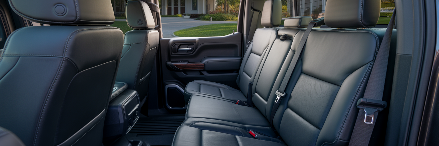 Spacious rear cabin of GMC Sierra