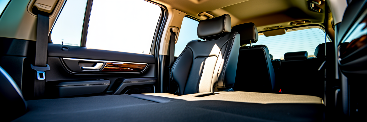 Spacious third-row seating in a modern minivan.