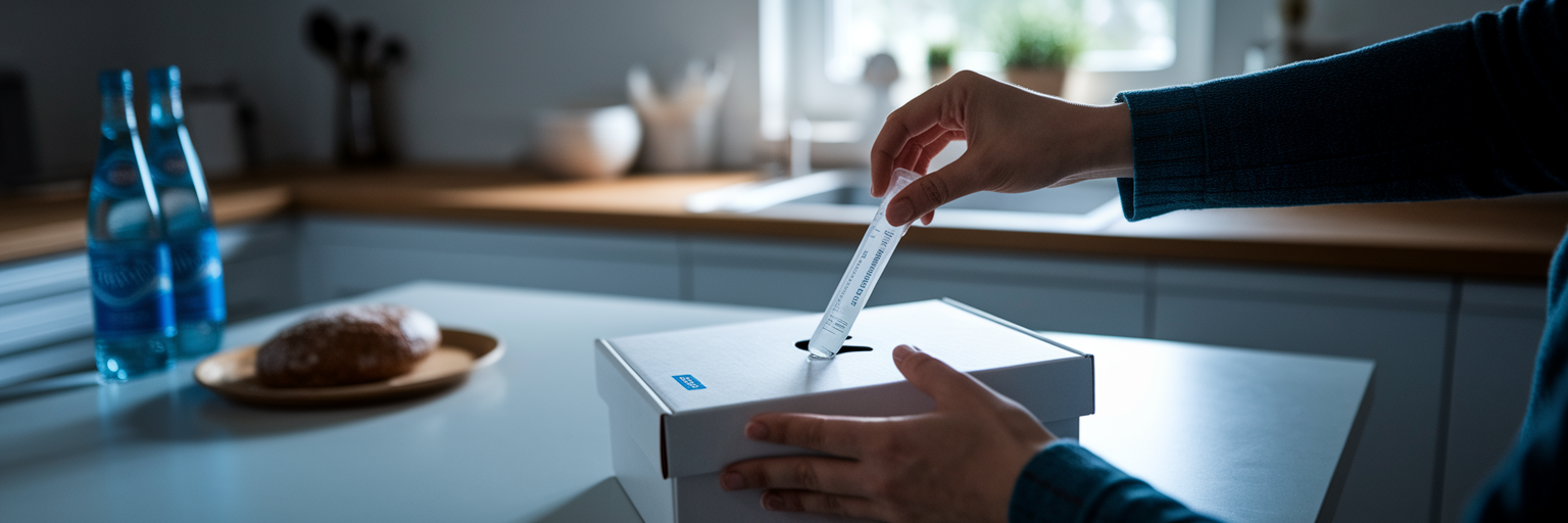 Speichelprobe für DNA-Test wird verpackt