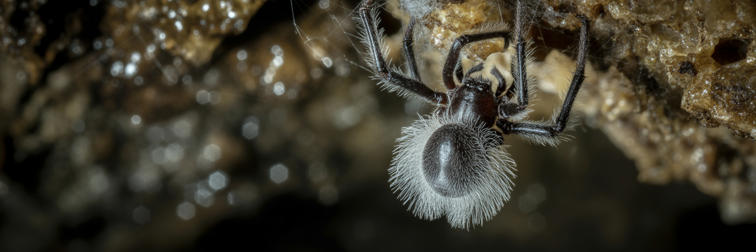 Spider covered in white fungus