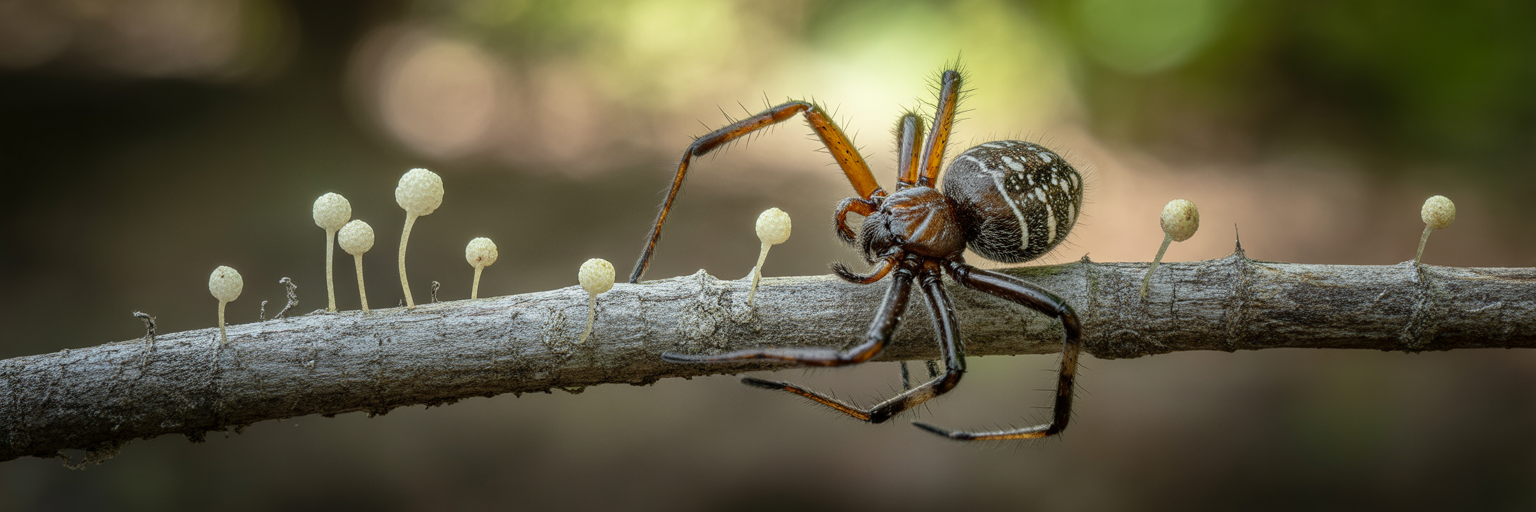 Spider with cordyceps-like fungus