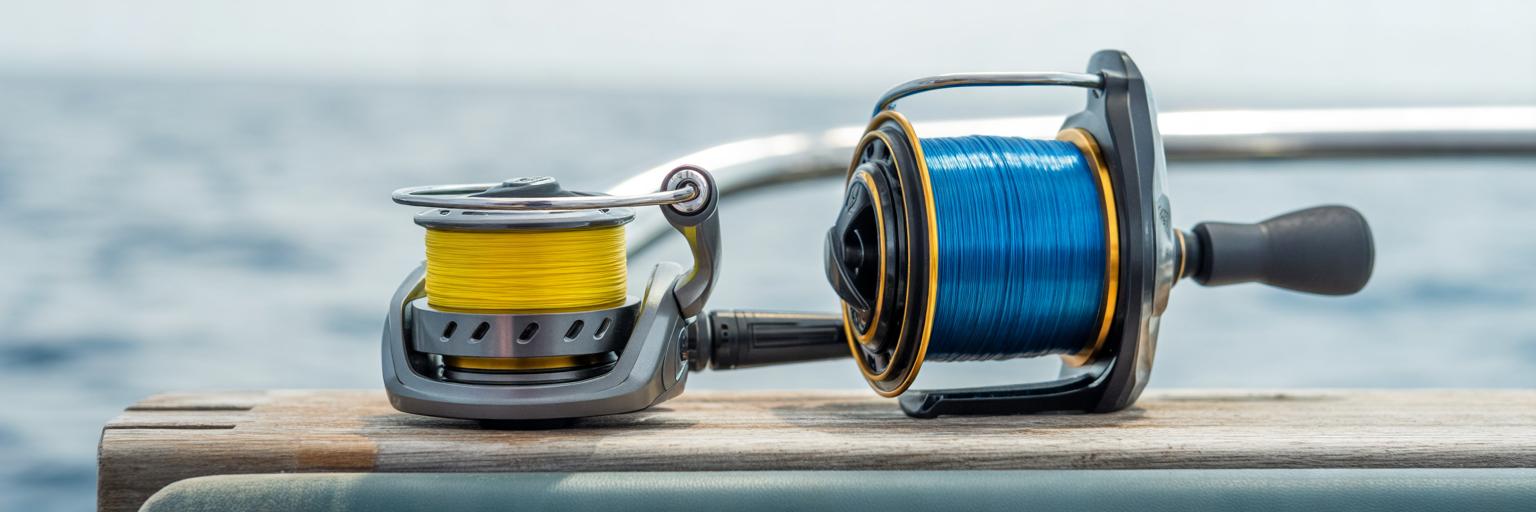 Spinning and conventional reels with different braid strengths