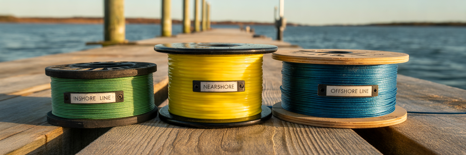 Spools of different strength braided fishing line