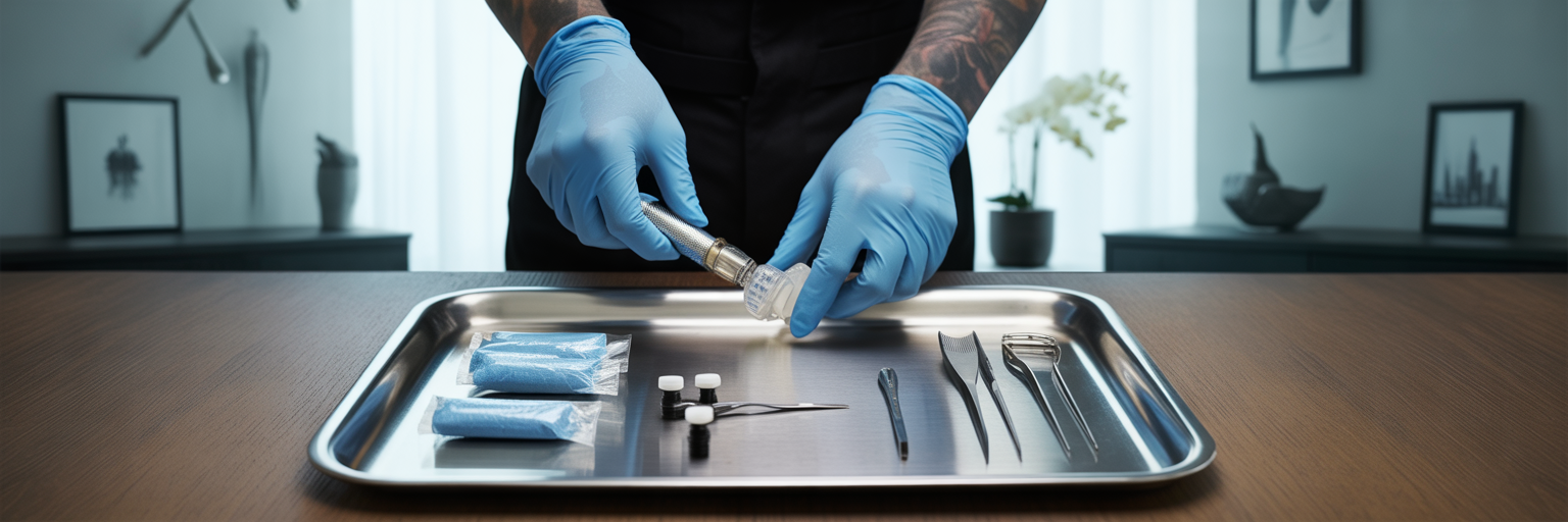 Sterile tattoo workstation setup in Singapore.