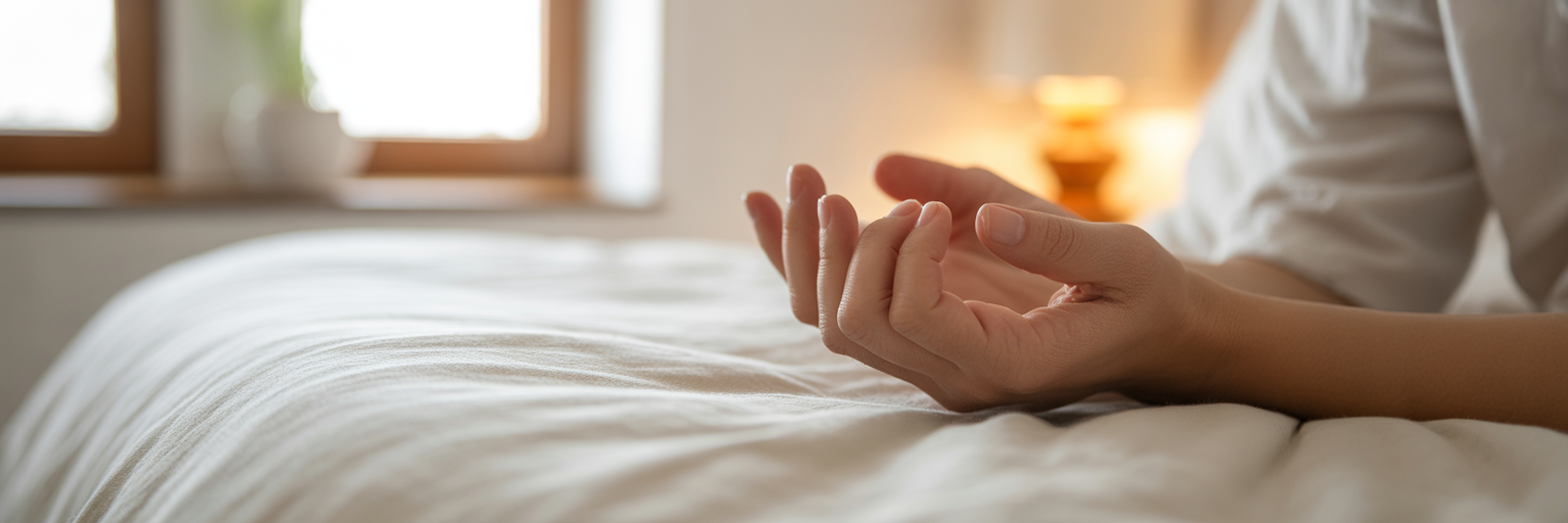 Stiff, puffy hands in morning light.