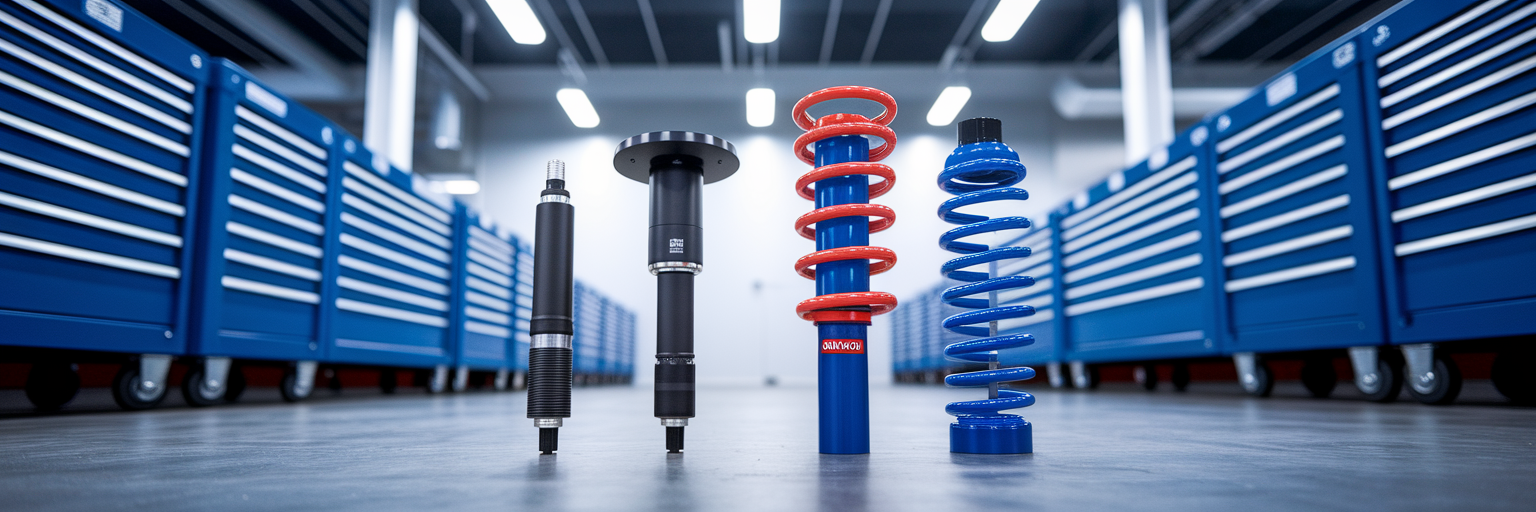 Stock versus aftermarket off-road suspension components.