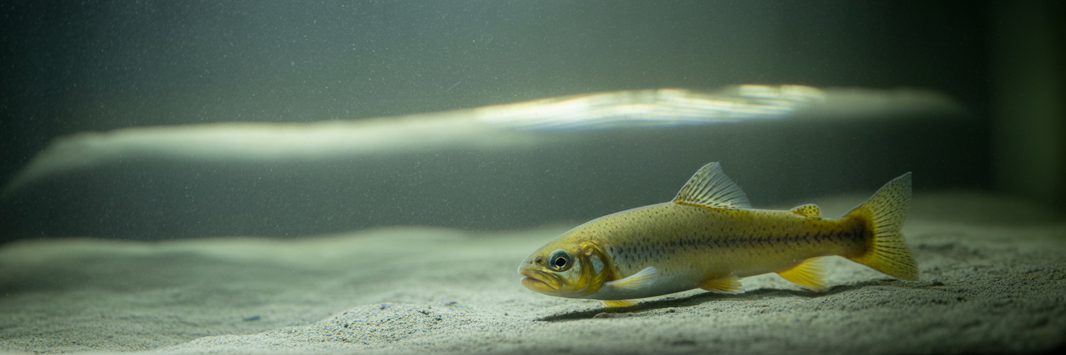 Stressed fish in a polluted water environment.