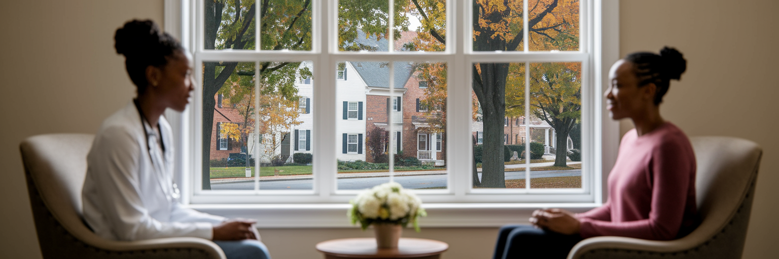Supportive counseling session in a Maryland clinic.