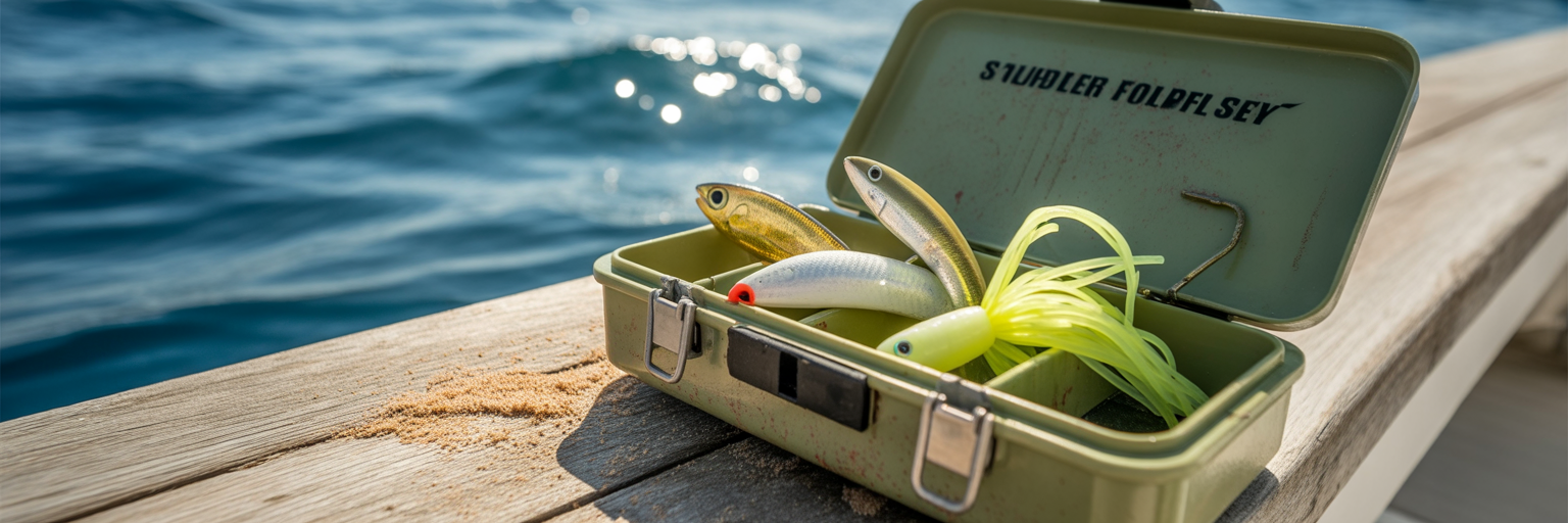 Tackle box with essential redfish lures