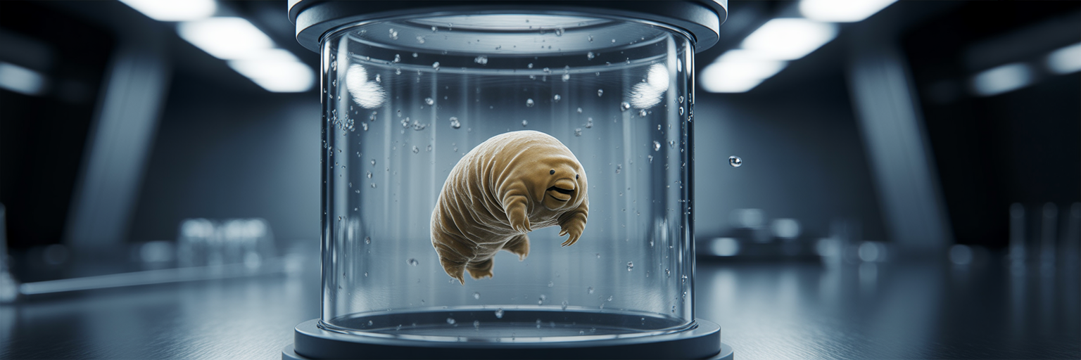 Tardigrade in tun state inside pressure chamber.