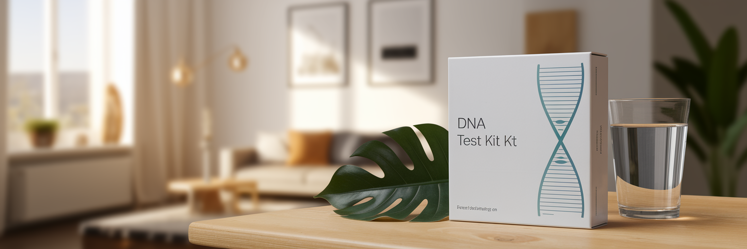 TellmeGen DNA-Testkit auf einem Schreibtisch