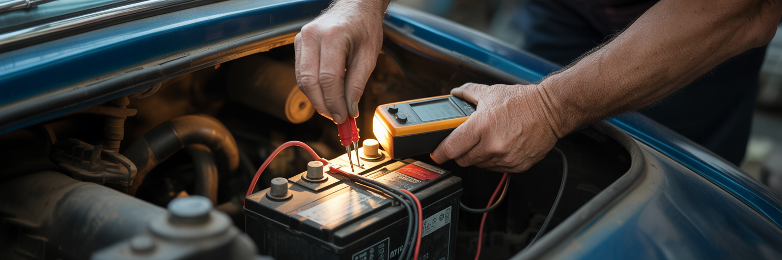 Testing car battery with multimeter
