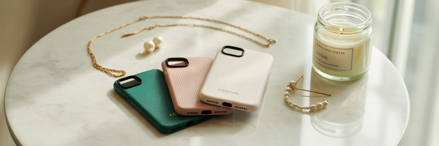 Three rectangle iPhone cases in different colours.