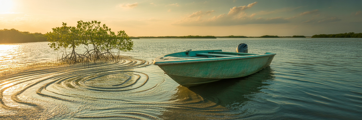 Tidal current flowing around Florida mangroves