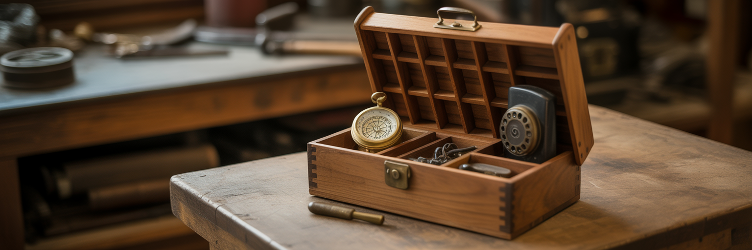 Toolbox with compass and key for mental wellness.