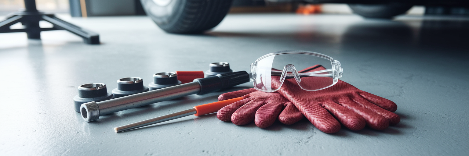 Tools for car battery replacement.