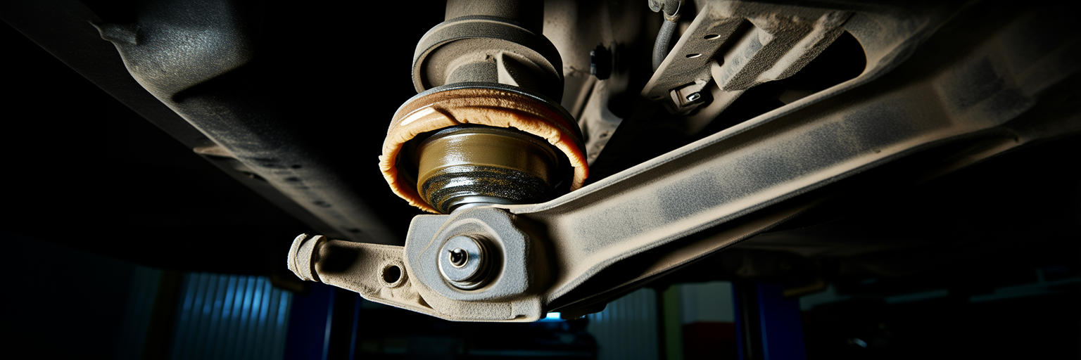 Torn rubber boot on car ball joint