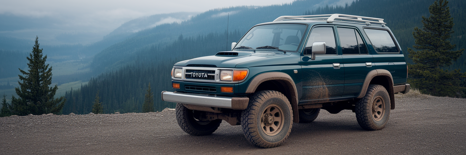 Toyota 4Runner parked on mountain overlook.