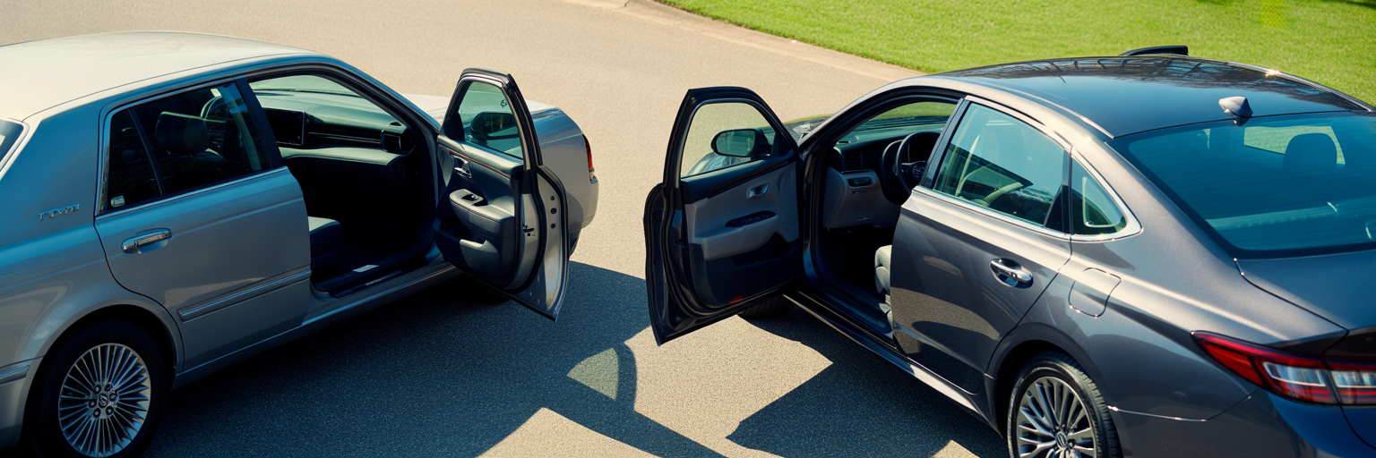 Toyota Crown and Hyundai Sonata Hybrid door entry comparison