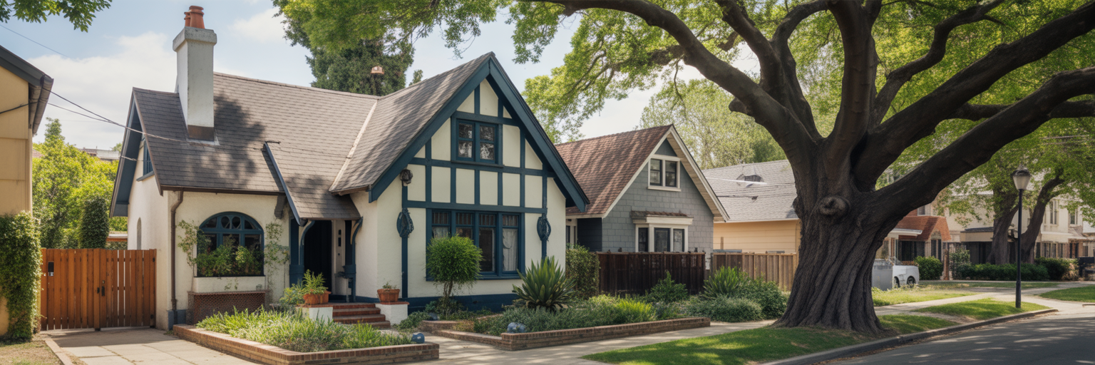 Tree-lined street in East Sacramento neighborhood
