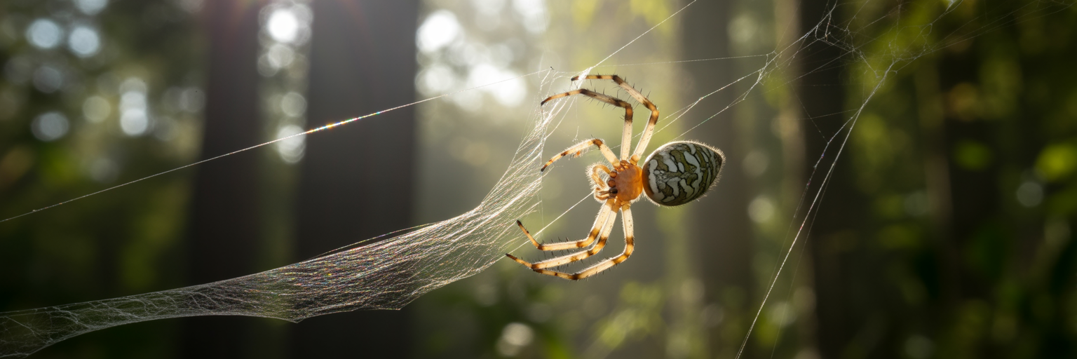 Triangle-weaver spider tightening its web.