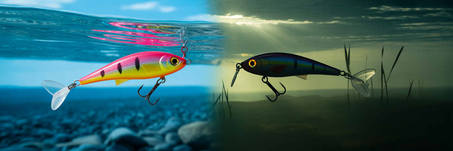 Trolling lure colors for different water conditions.