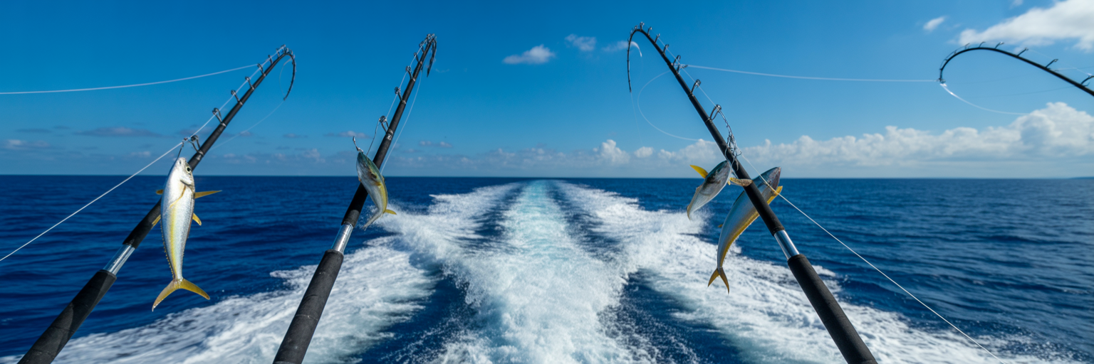 Trolling spread with ballyhoo baits