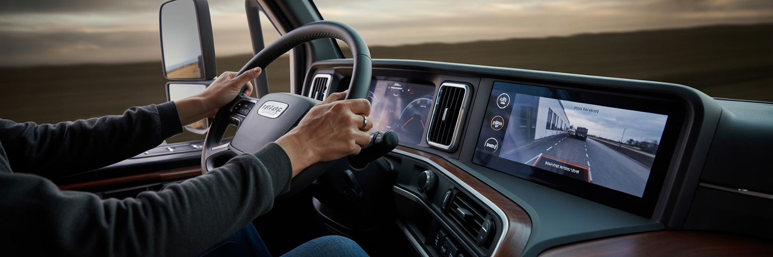 Truck infotainment screen showing trailer camera views