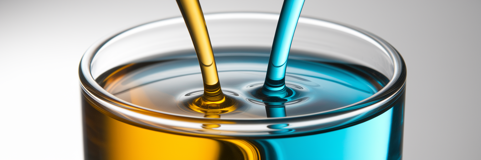Two different liquids mixing in glass