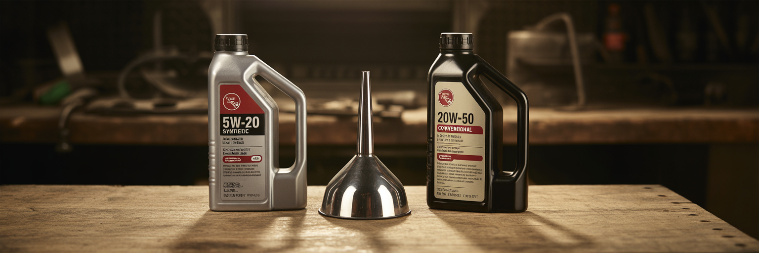 Two different viscosity motor oil bottles.