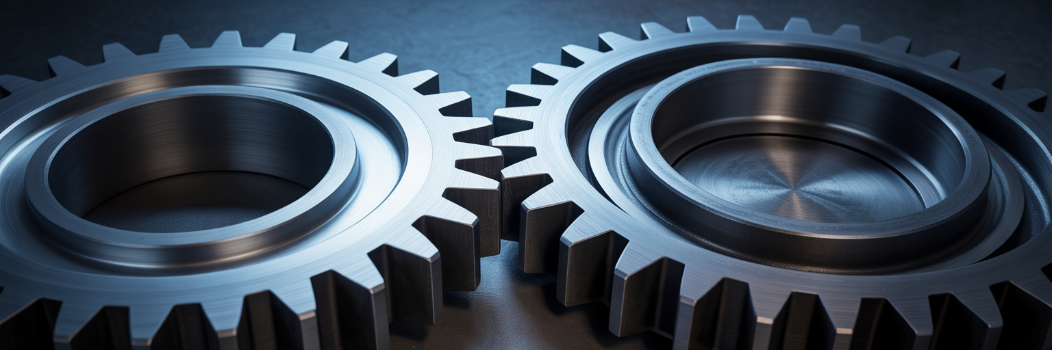 Two interlocking gears representing shared engineering.