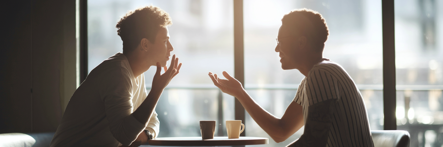 Two people having authentic business conversation.