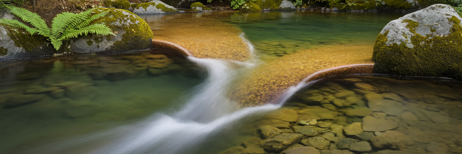 Two streams merging into one pool.
