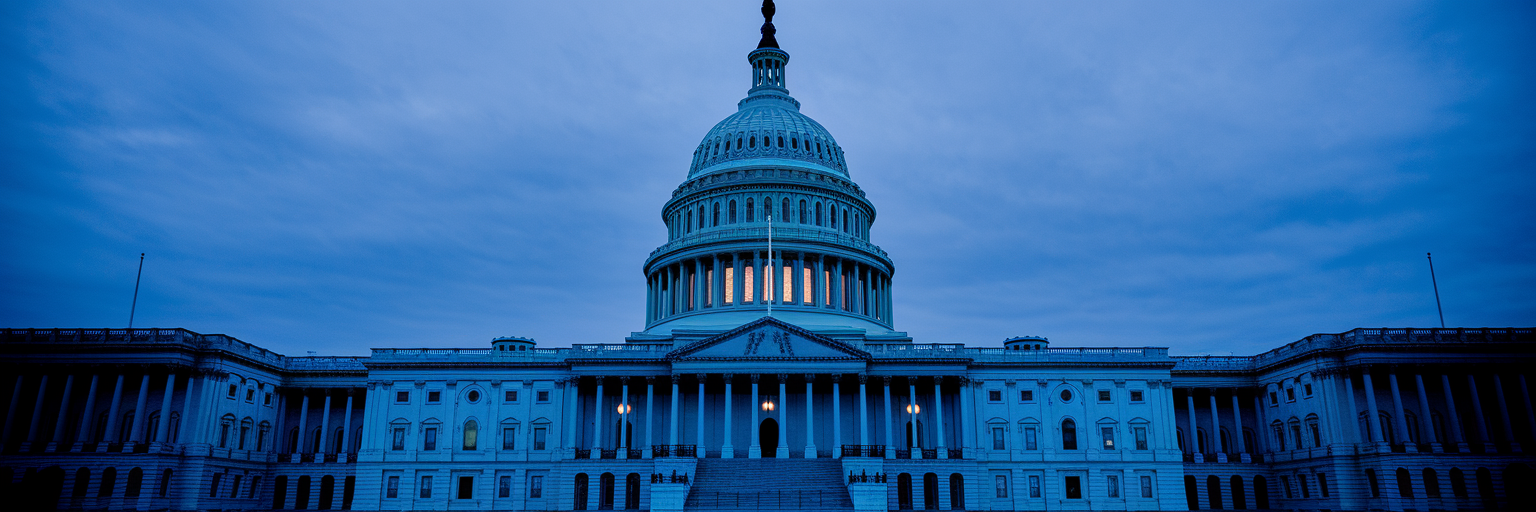 US Capitol building at dusk during shutdown